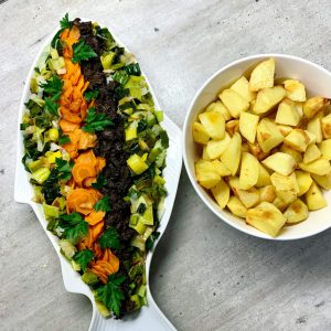 Silkės receptas su grybais ir daržovėmis