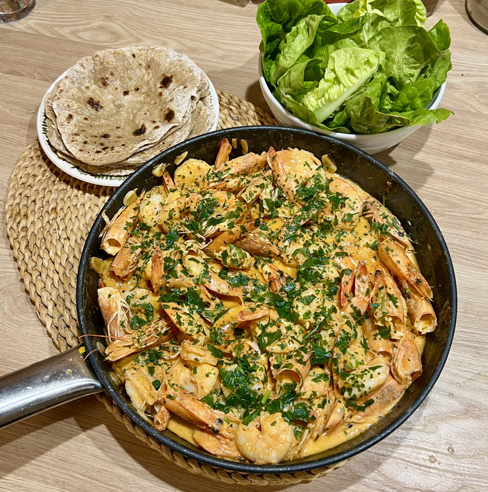 Krevetės su kario pasta