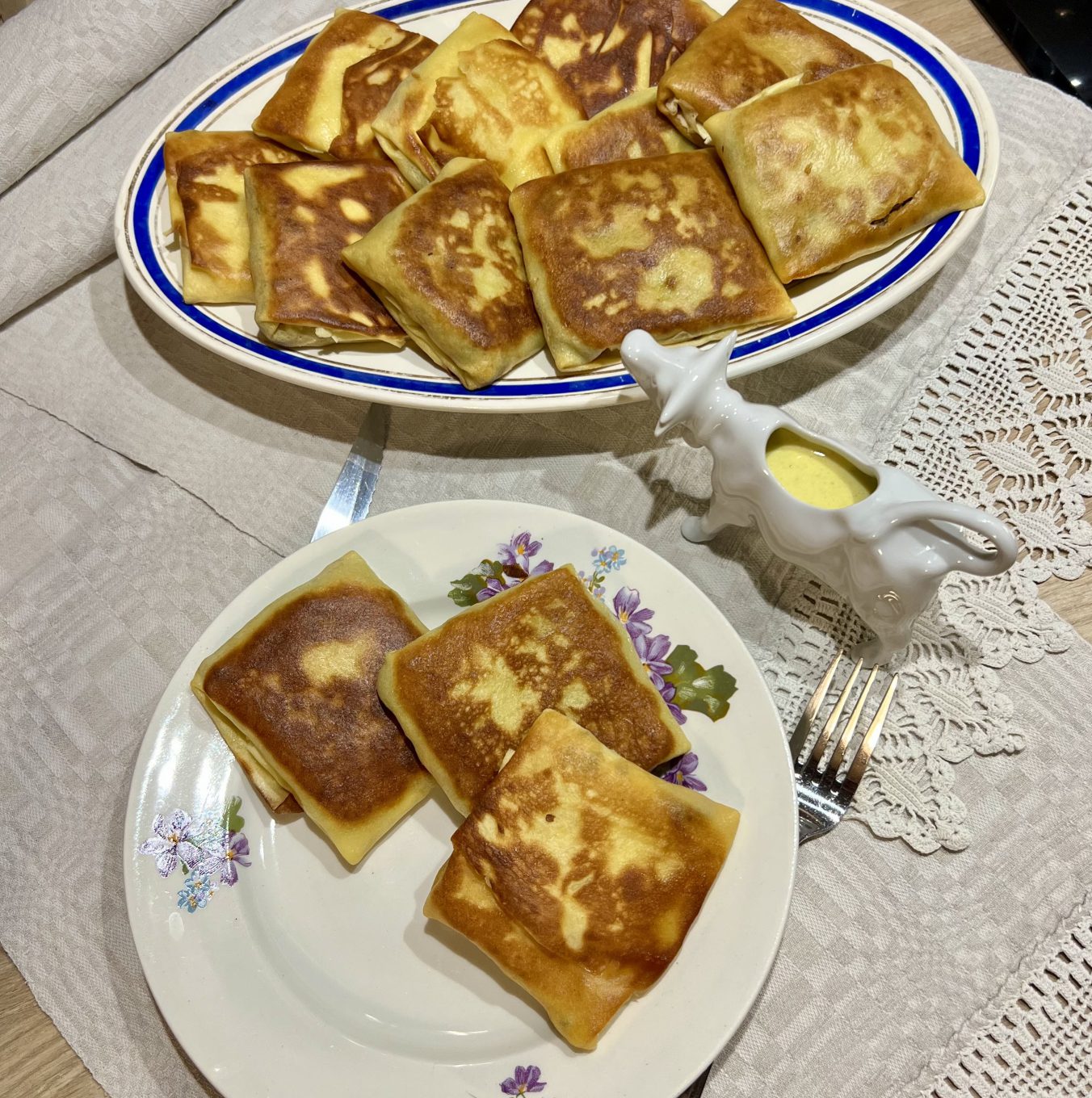 Lietiniai blynai su kiaulienos širdim